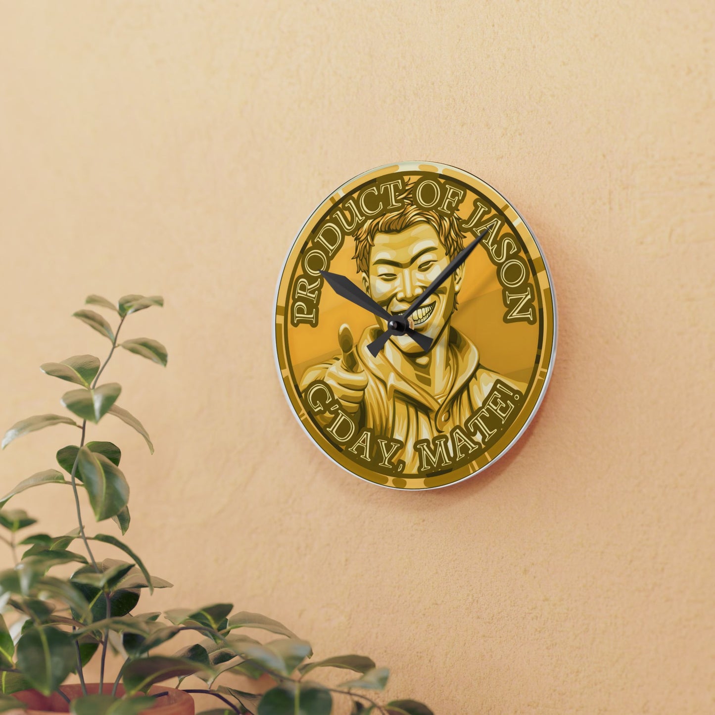 Gold Spirit Coin Product of Jason Asano G'Day Mate Acrylic Wall Clock