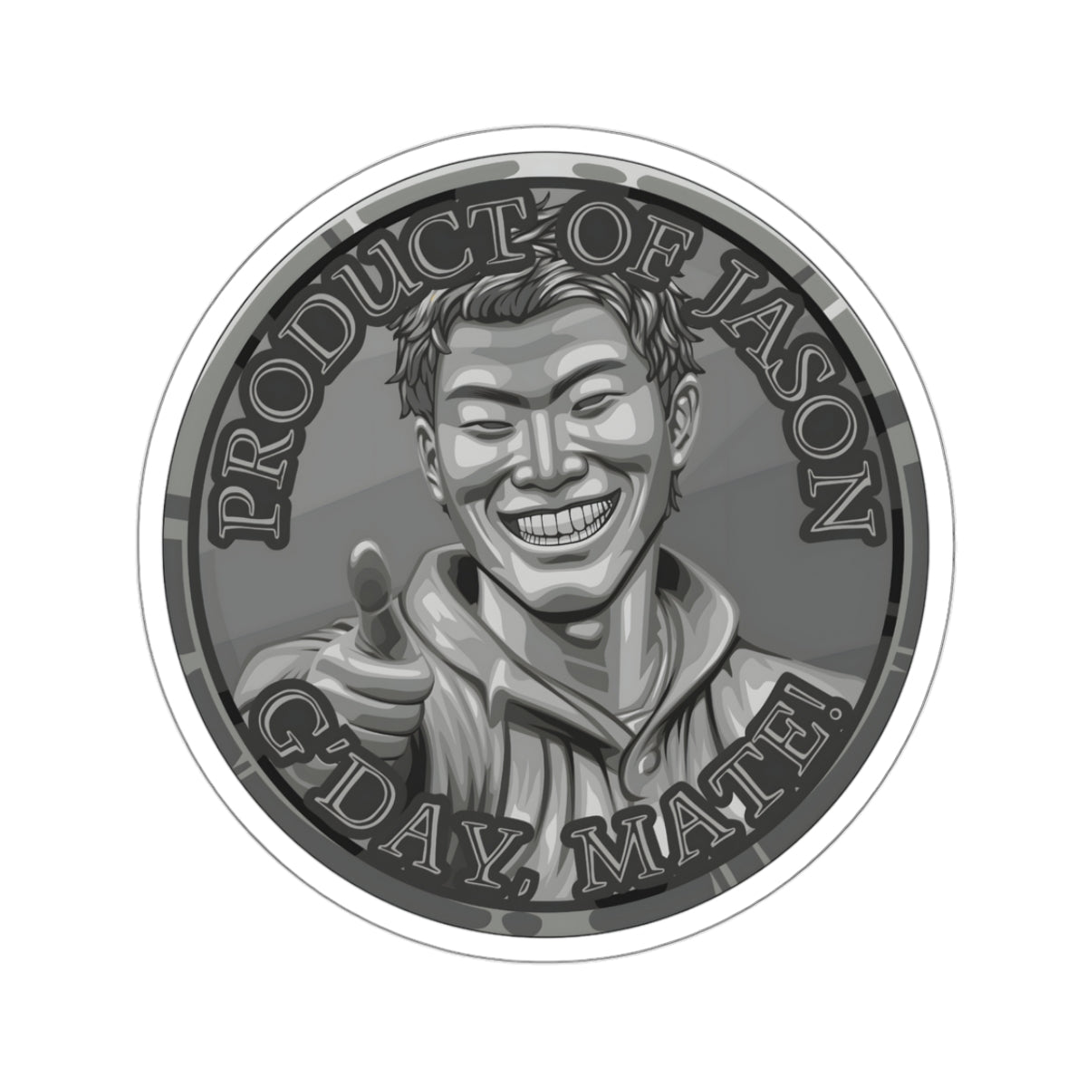 (Indoor) Iron Spirit Coin Sticker of He Who Fights With Monsters Jason Asano Iron Coin Sticker G'day Mate Product of Jason Sticker Iron Rank Sticker