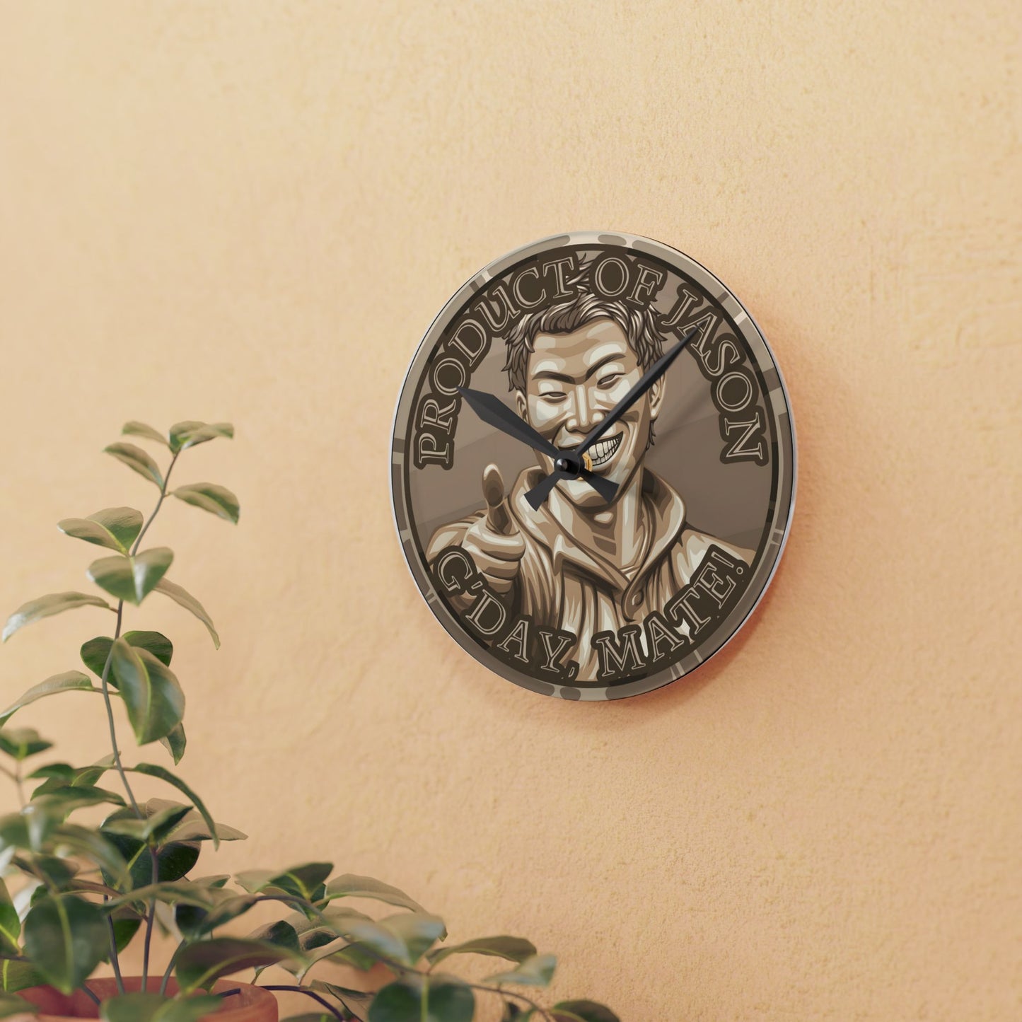 Bronze Spirit Coin Product of Jason Asano G'Day Mate Acrylic Wall Clock