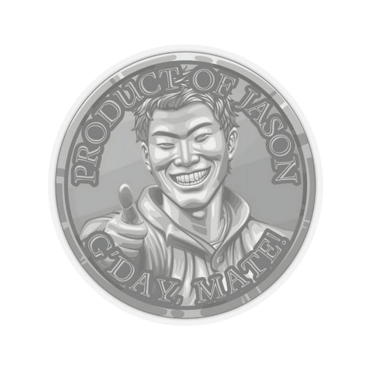 (Indoor) Silver Spirit Coin Sticker of He Who Fights With Monsters Jason Asano Silver Coin Sticker G'day Mate Product of Jason Sticker