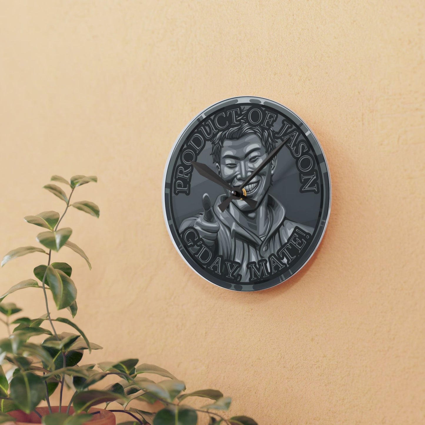 Iron Spirit Coin Product of Jason Asano G'Day Mate Acrylic Wall Clock