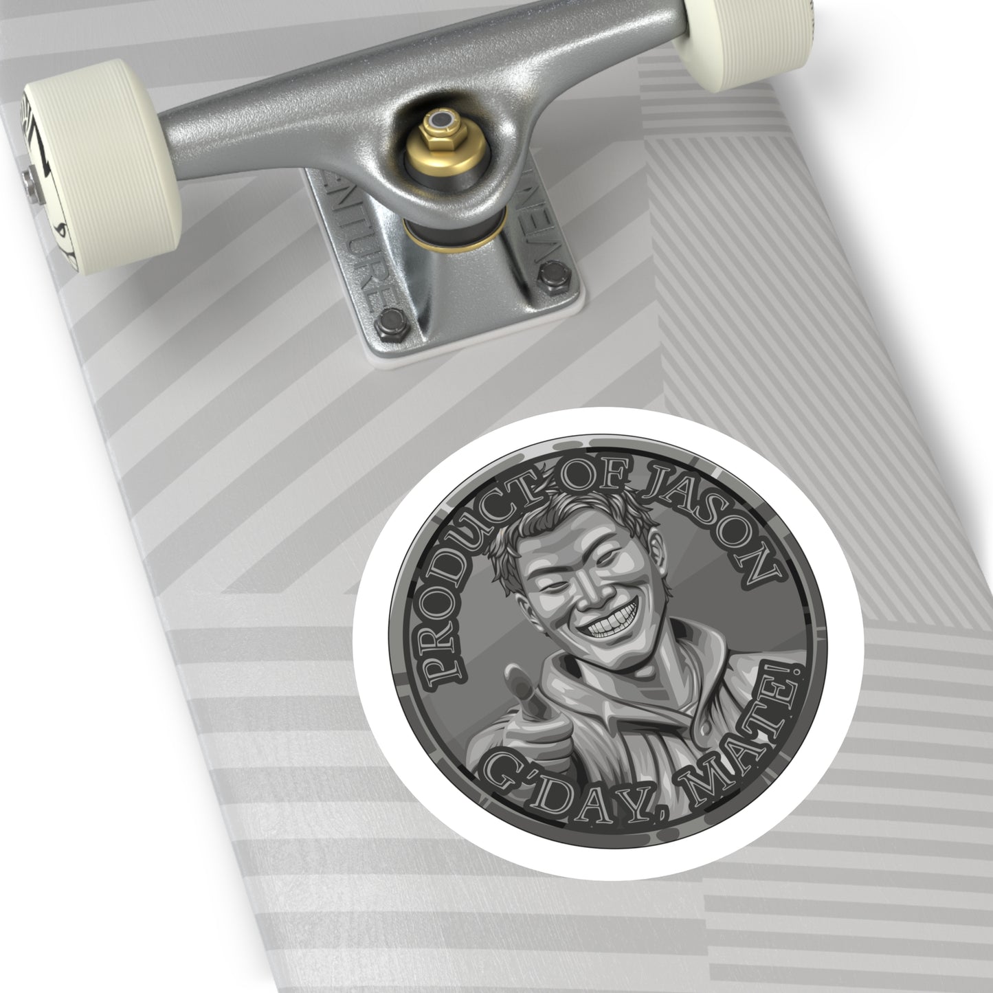 (Indoor/Outdoor) Product of Jason, G'day Mate Iron Rank Spirit Coin Sticker HWFWM Fan Merch Fan Designed Spirit Coin Stickere He Who Fights with Monsters
