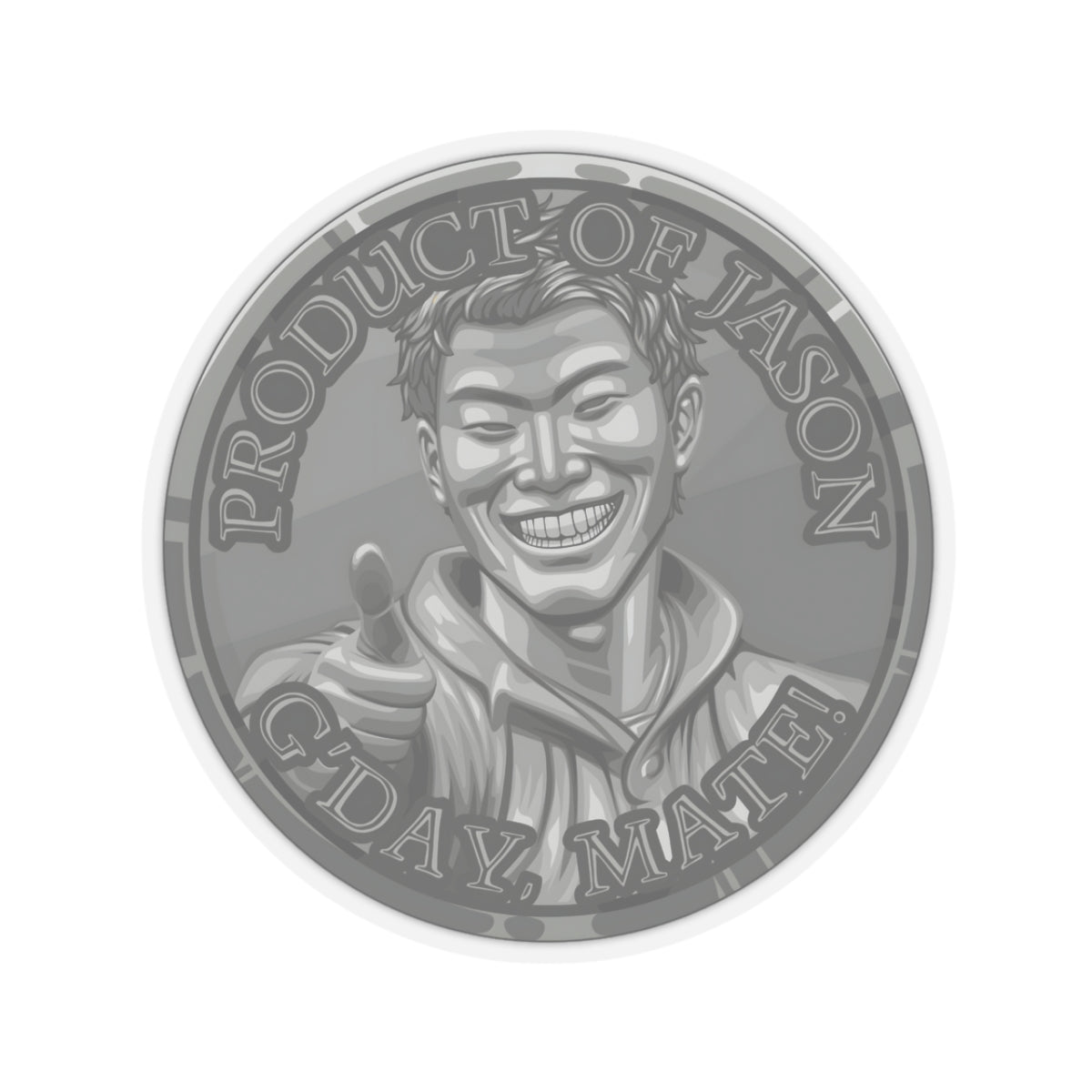 (Indoor) Iron Spirit Coin Sticker of He Who Fights With Monsters Jason Asano Iron Coin Sticker G'day Mate Product of Jason Sticker Iron Rank Sticker