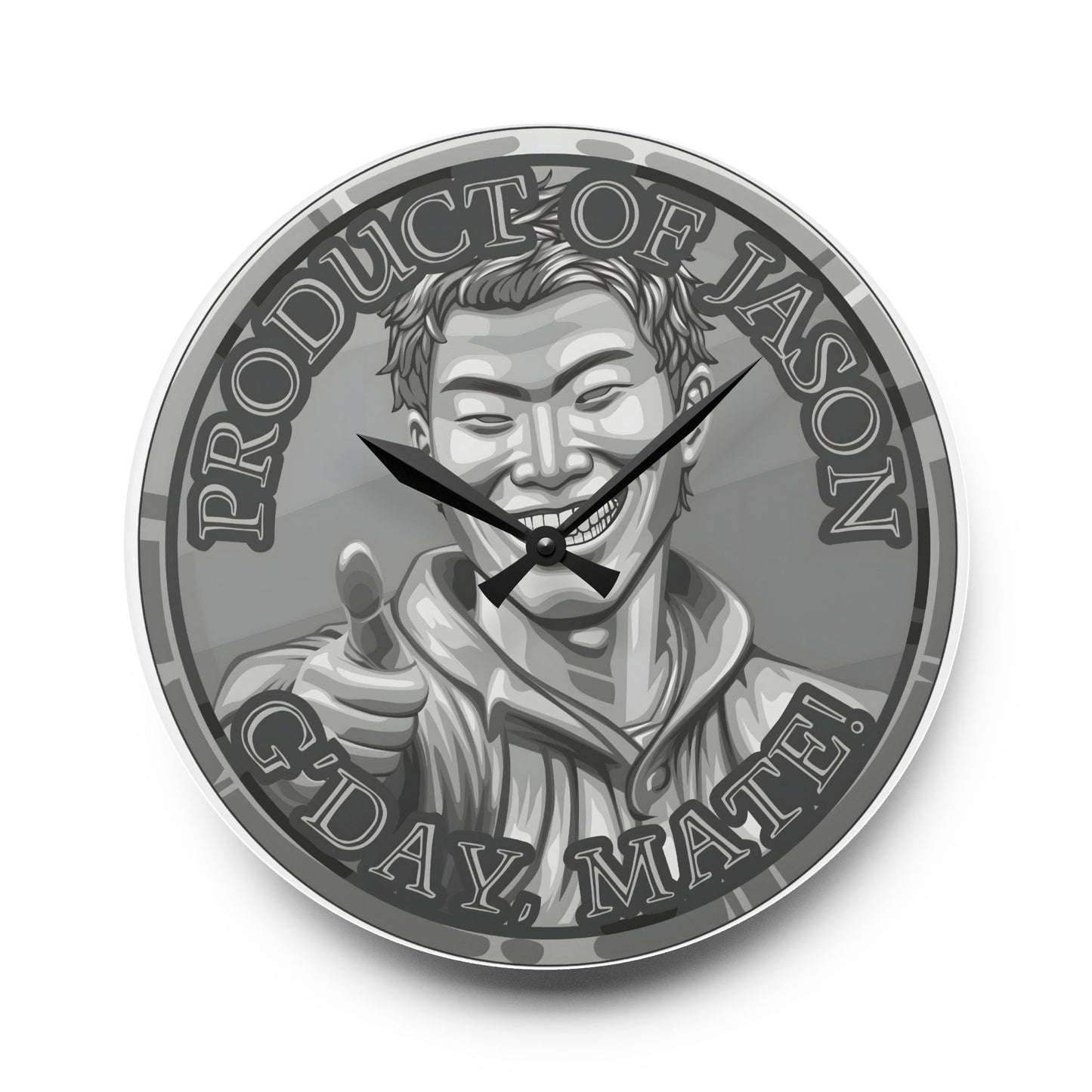 Silver Spirit Coin Product of Jason Asano G'Day Mate Acrylic Wall Clock
