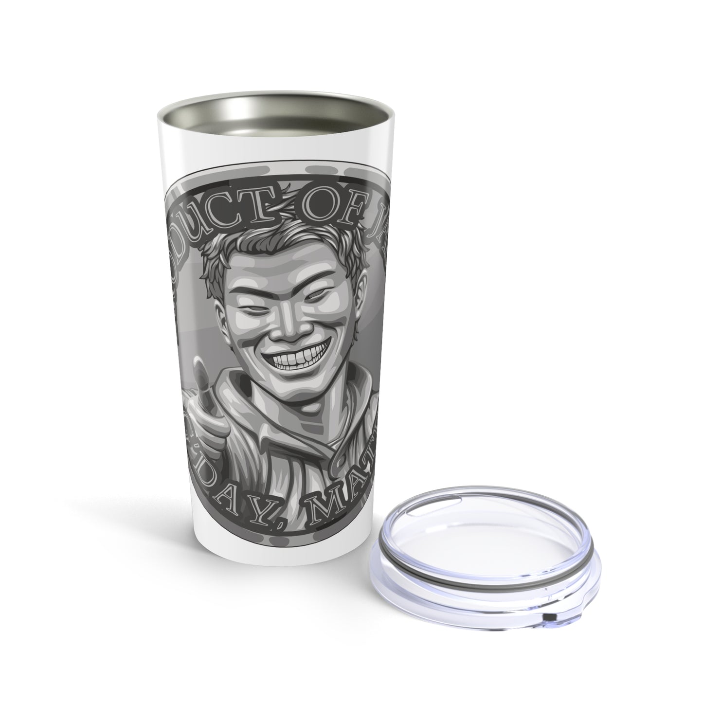 Silver Spirit Coin Tumbler 20oz of He Who Fights With Monsters Jason Asano Silver Coin Tumbler G'day Mate Product of Jason Tumbler