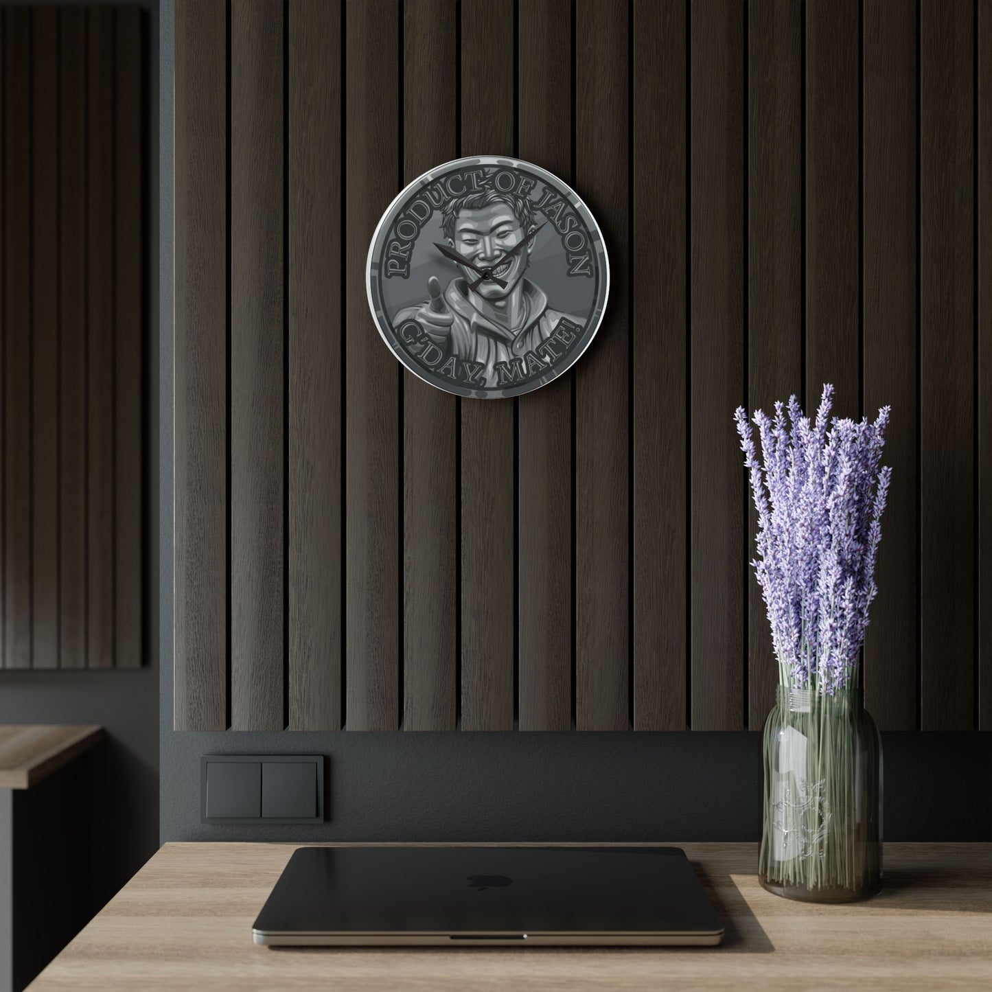 Iron Spirit Coin Product of Jason Asano G'Day Mate Acrylic Wall Clock