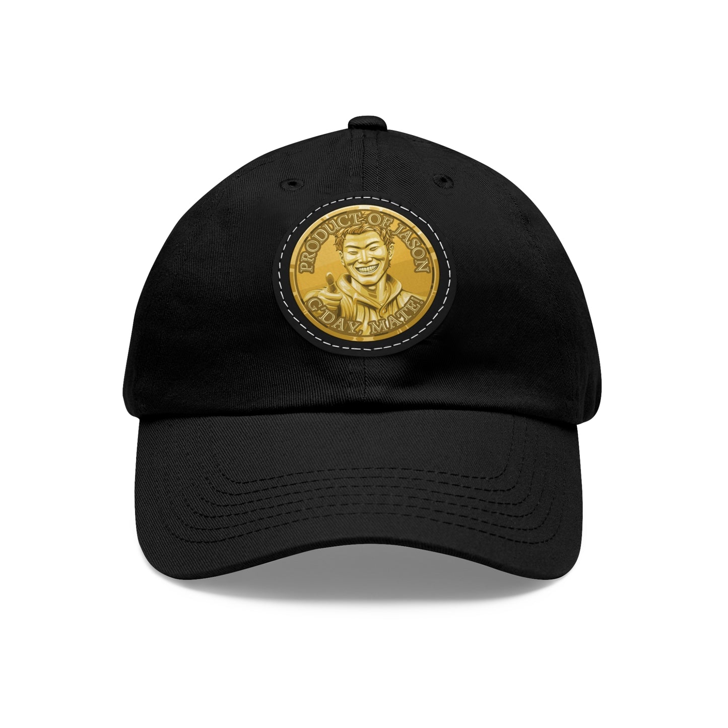 Gold Spirit Coin Leather Patch Hat of He Who Fights With Monsters Jason Asano Gold Coin Hat G'day Mate Product of Jason Ha ts