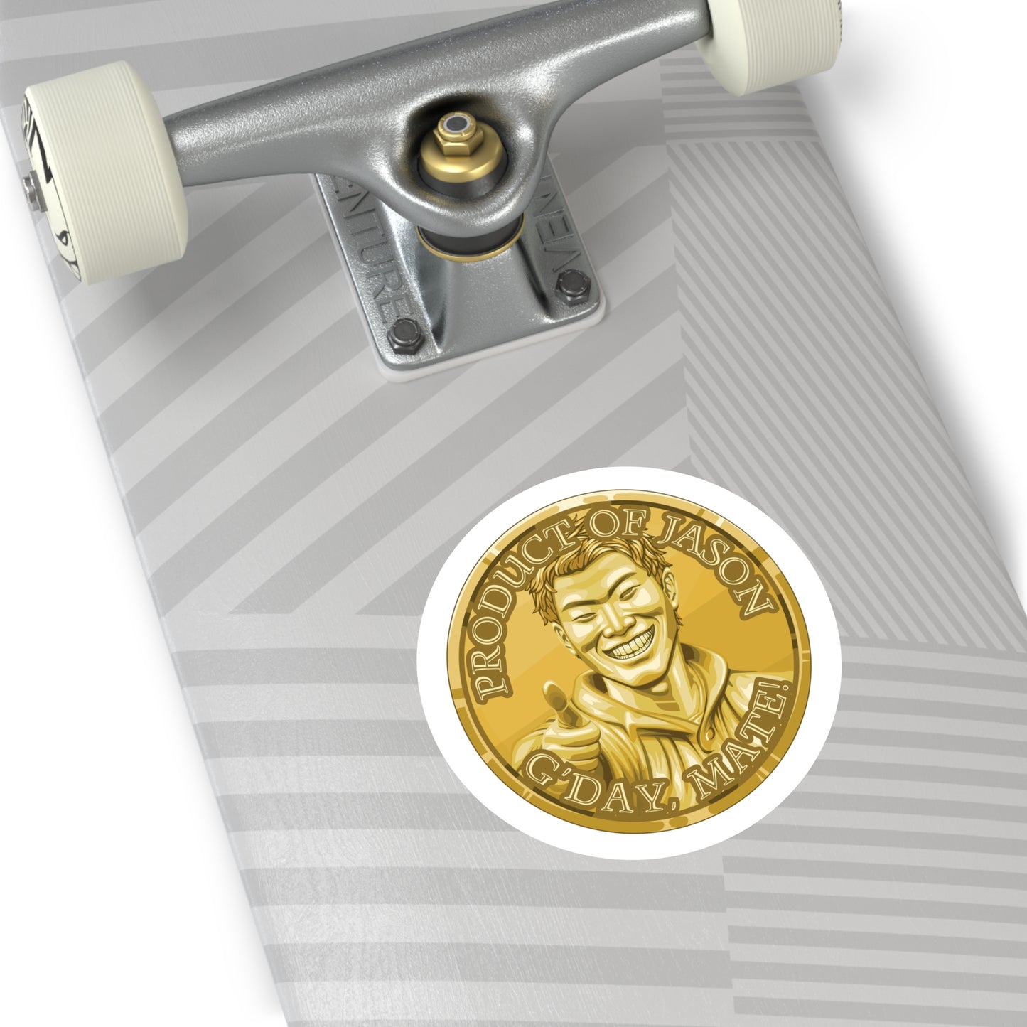 (Indoor/Outdoor) Product of Jason, G'day Mate Gold Rank Spirit Coin Sticker HWFWM Fan Merch Fan Designed Spirit Coin Stickere He Who Fights with Monsters