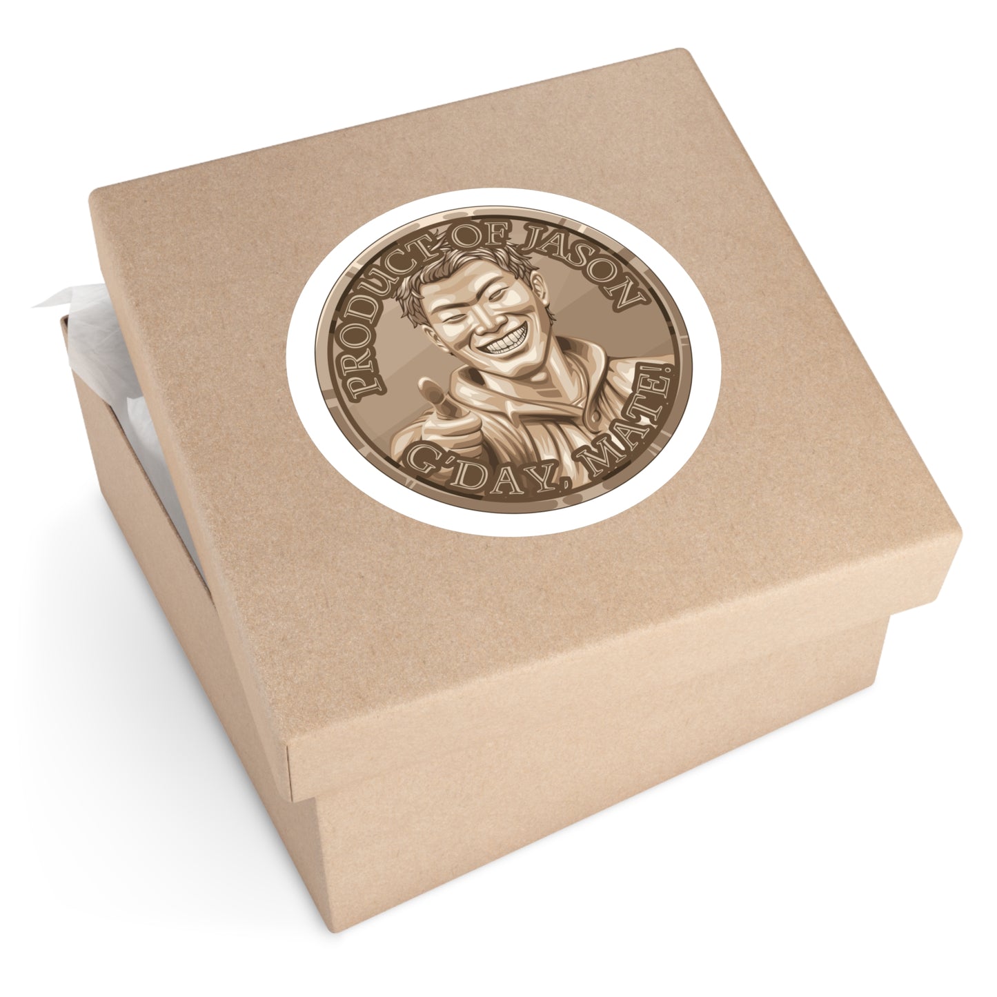 (Indoor/Outdoor) Product of Jason, G'day Mate Bronze Rank Spirit Coin Sticker HWFWM Fan Merch Fan Designed Spirit Coin Stickere He Who Fights with Monsters