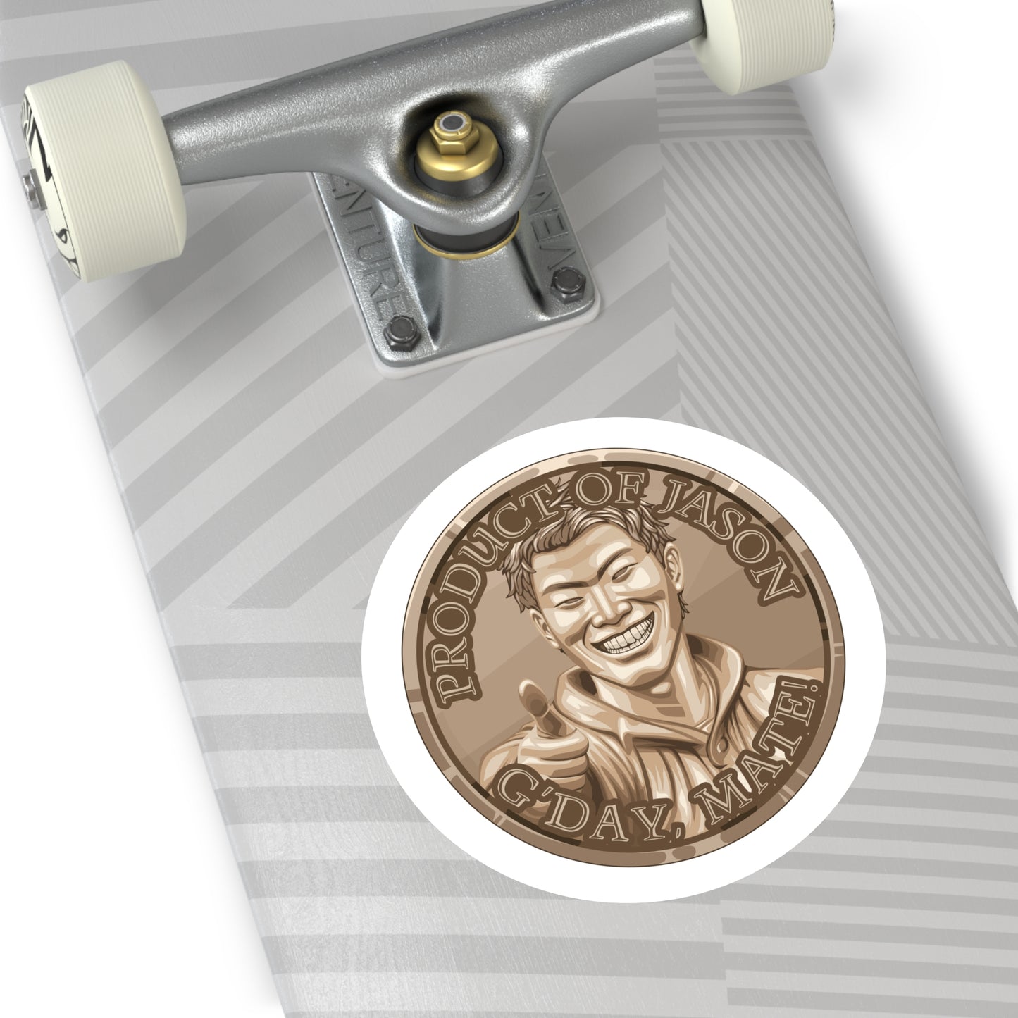 (Indoor/Outdoor) Product of Jason, G'day Mate Bronze Rank Spirit Coin Sticker HWFWM Fan Merch Fan Designed Spirit Coin Stickere He Who Fights with Monsters