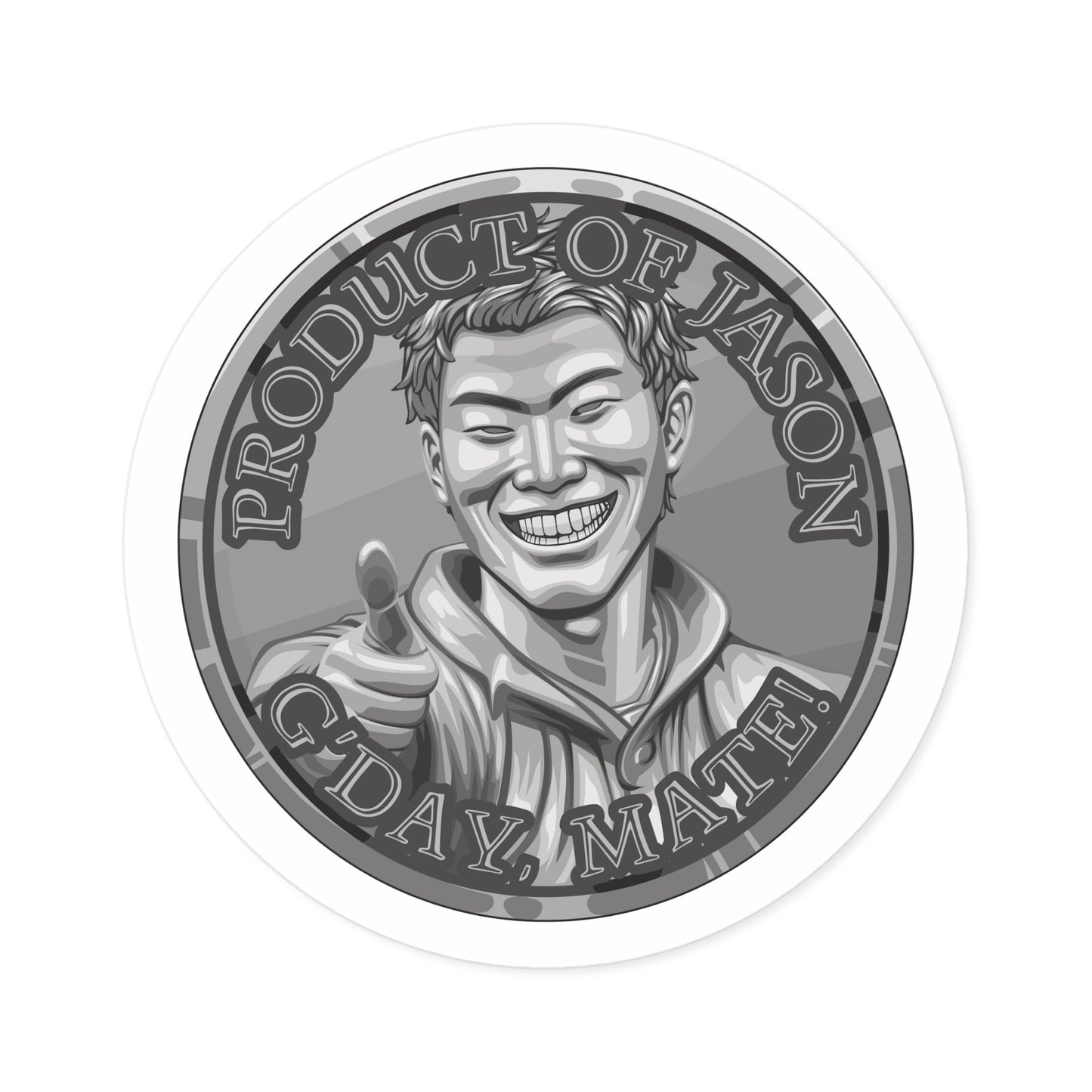 (Indoor/Outdoor) Product of Jason, G'day Mate Silver Rank Spirit Coin Sticker HWFWM Fan Merch Fan Designed Spirit Coin Stickere He Who Fights with Monsters
