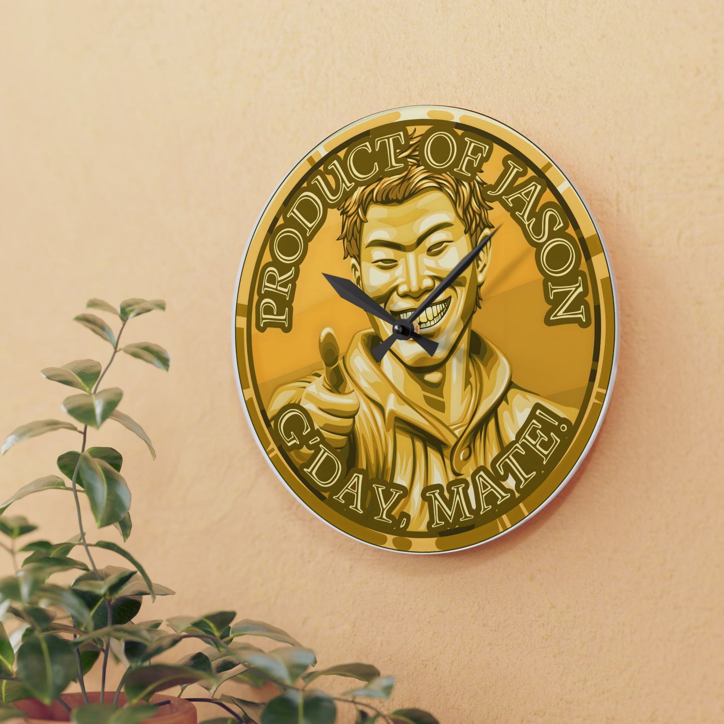 Gold Spirit Coin Product of Jason Asano G'Day Mate Acrylic Wall Clock