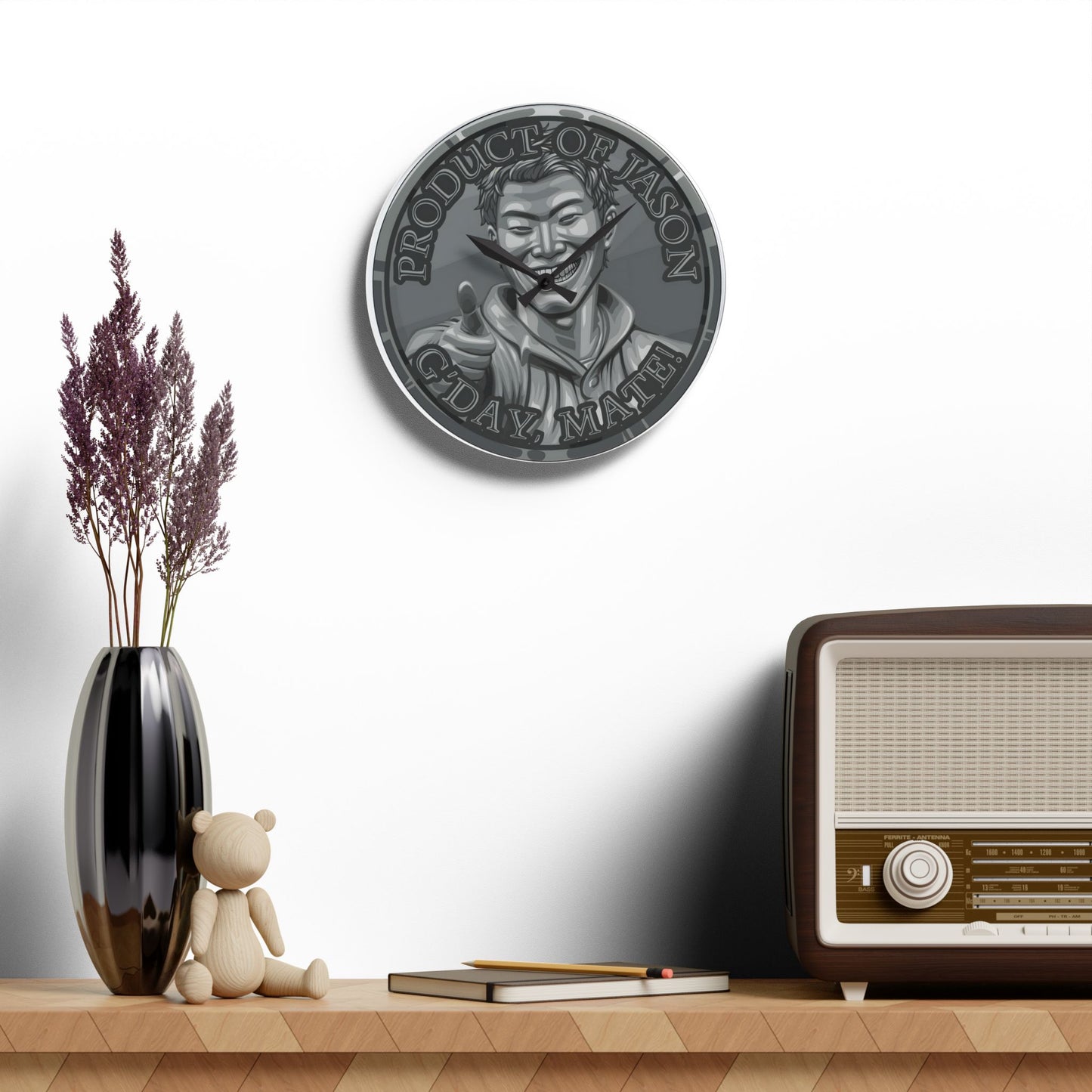 Iron Spirit Coin Product of Jason Asano G'Day Mate Acrylic Wall Clock