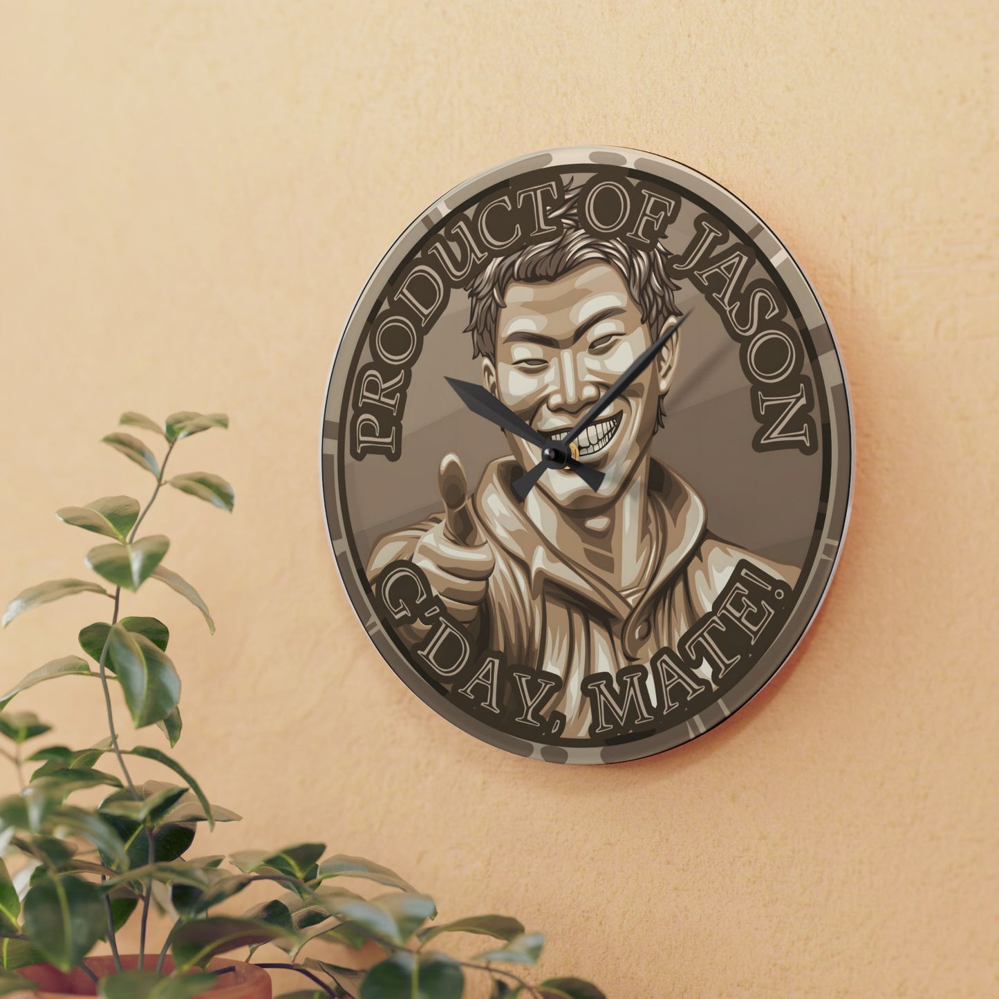 Bronze Spirit Coin Product of Jason Asano G'Day Mate Acrylic Wall Clock