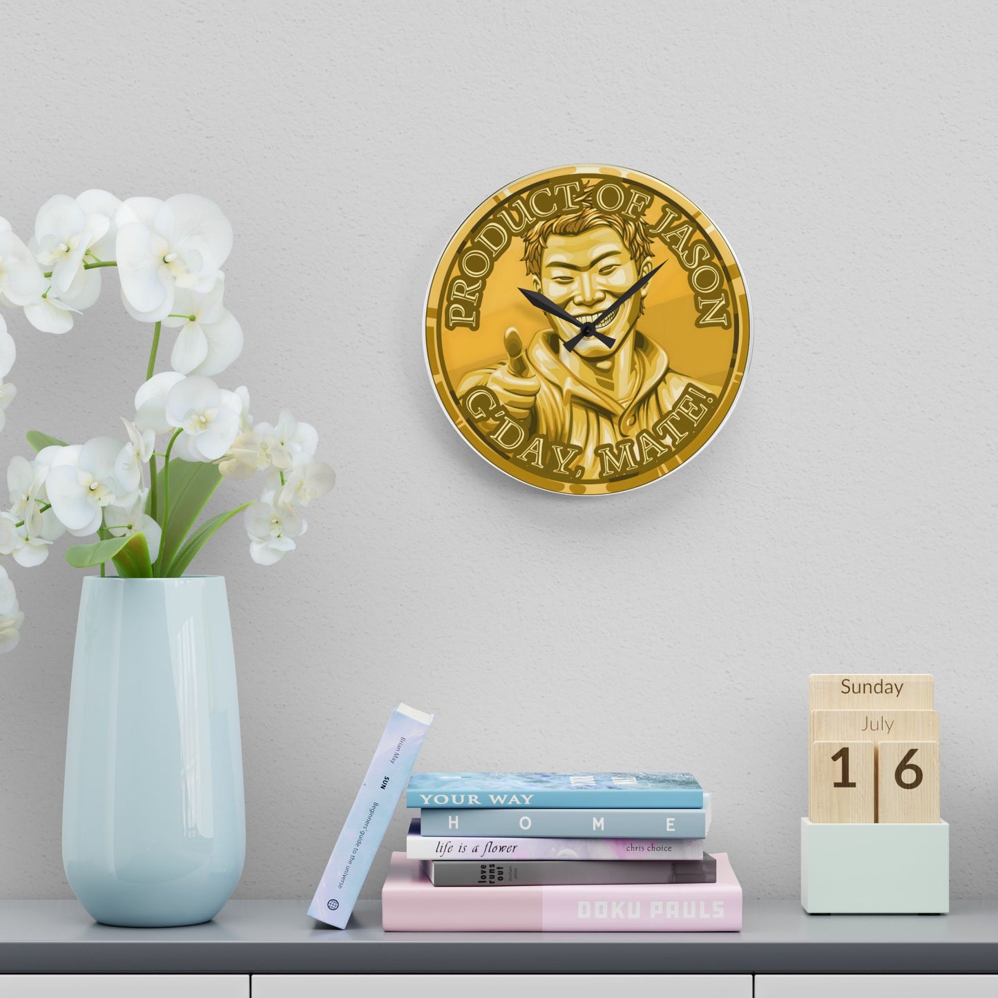 Gold Spirit Coin Product of Jason Asano G'Day Mate Acrylic Wall Clock