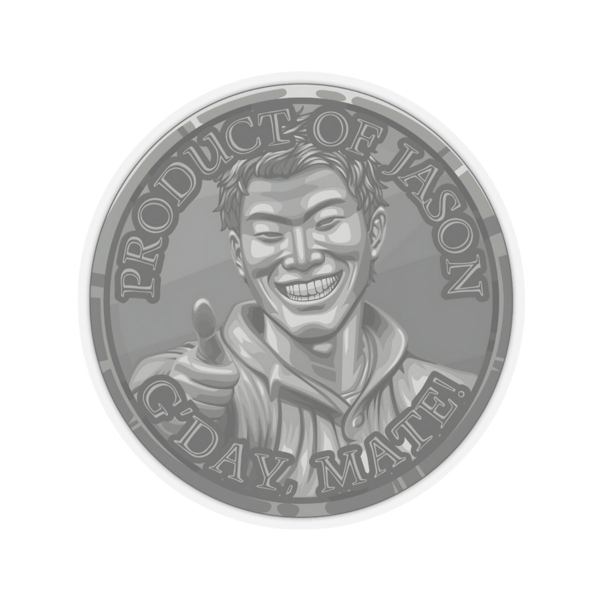 (Indoor) Iron Spirit Coin Sticker of He Who Fights With Monsters Jason Asano Iron Coin Sticker G'day Mate Product of Jason Sticker Iron Rank Sticker