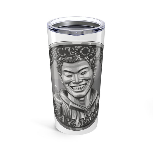 Silver Spirit Coin Tumbler 20oz of He Who Fights With Monsters Jason Asano Silver Coin Tumbler G'day Mate Product of Jason Tumbler