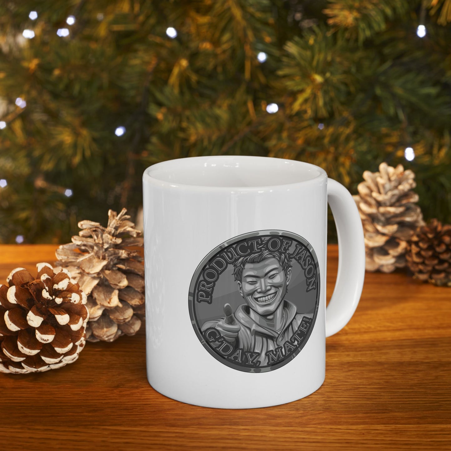 Iron Spirit Coin Coffee Mug of He Who Fights With Monsters Jason Asano Iron Coin Coffee Mug G'day Mate Product of Jason Coffee Mug
